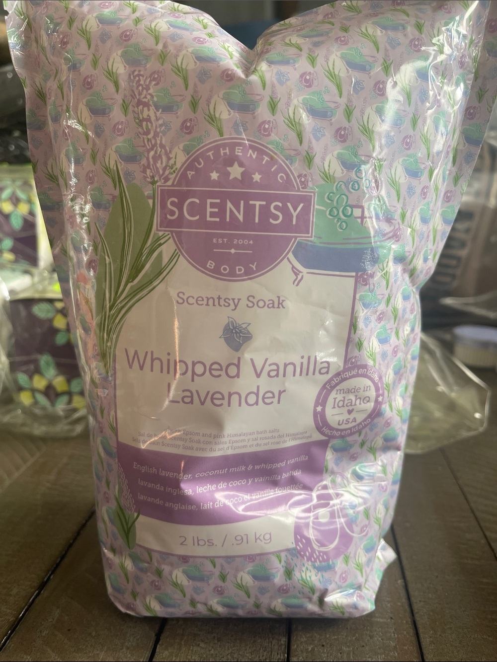 2 Scentsy Whipped Vanilla Lavender Bath Soak   2 lbs each — Lavender & White